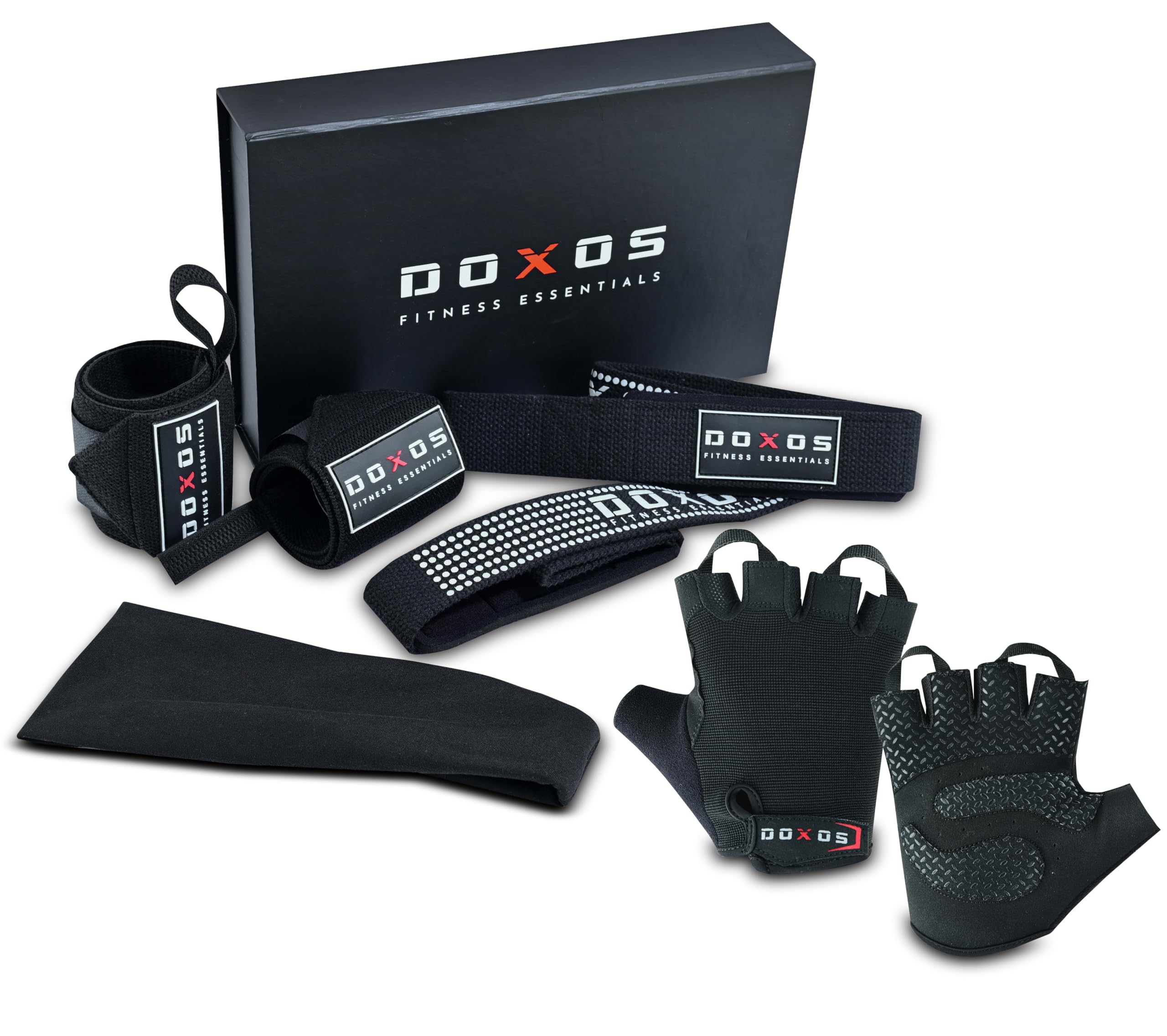 4in1 Gym Accessories for Men and Women | Ultimate Gym Gloves for Men, Lifting Straps, Wrist Straps for Weightlifting & Sweat Band | Best in Class Workout Gloves for Men & Women