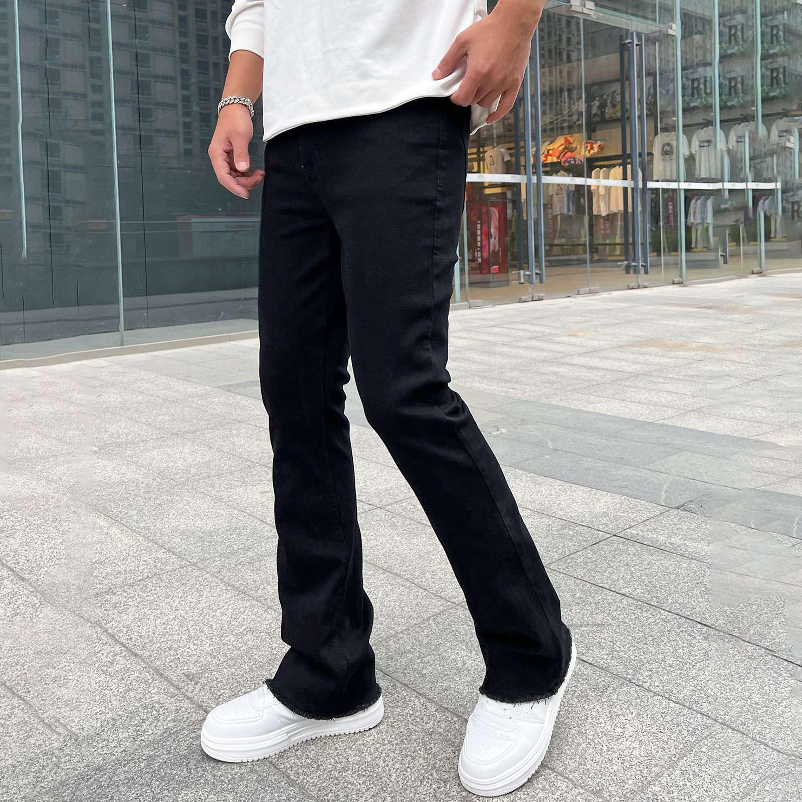 Jeans da Uomo Strappati, Pantaloni Jeans Uomo Elasticizzati Pantaloni in Denim Stretch Pantaloni Casual con Design a Spruzzo di Inchiostro Jeans Uomo Taglie Forti Jeans Moto Hip-Hop Ragazzo Regalo