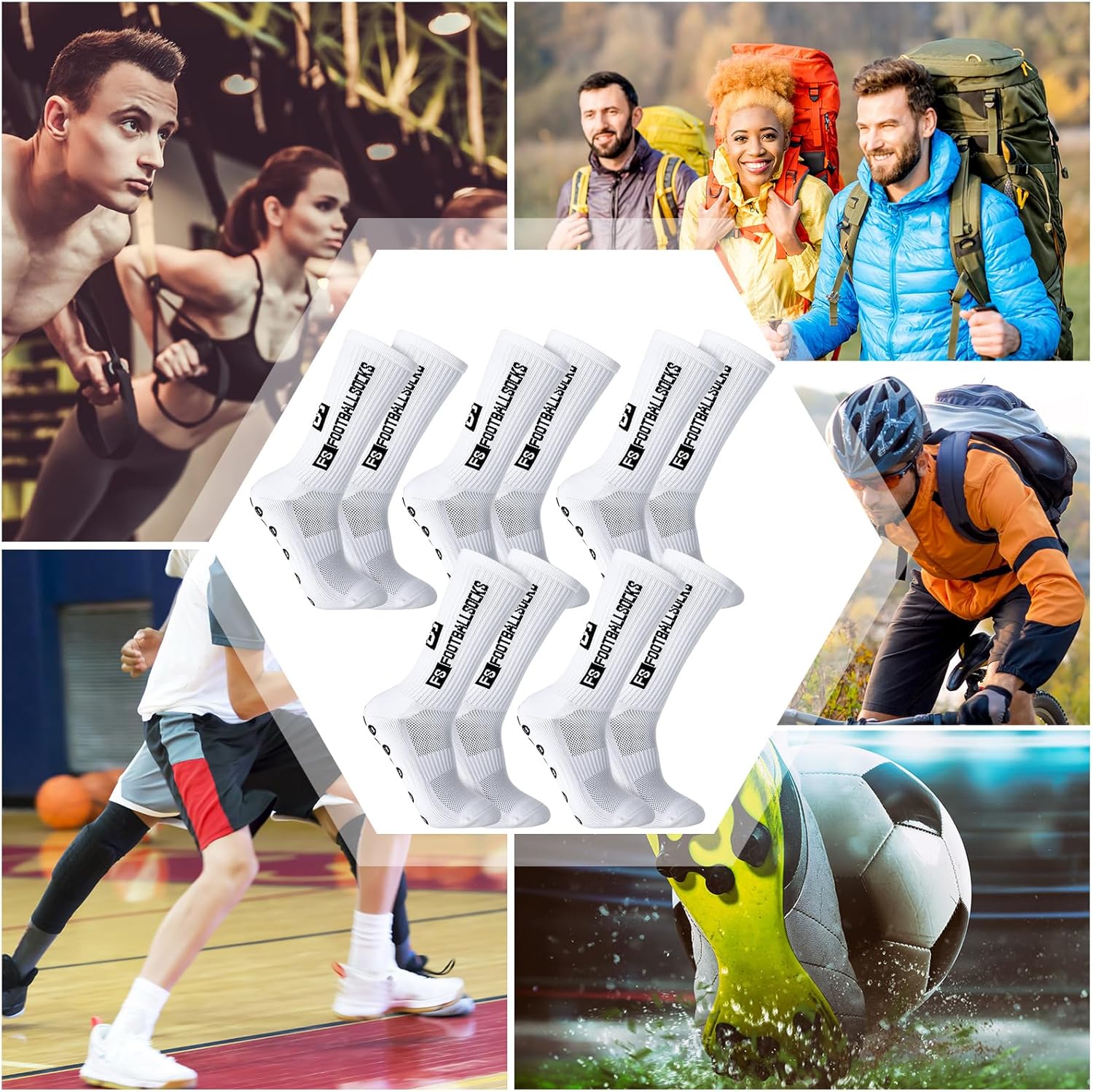 Jspupifip 5 Pairs Men's Grip Soccer Socks Anti Slip Athletic Socks Non-Slip Sports Football Basketball Socks for Men Women - Image 7