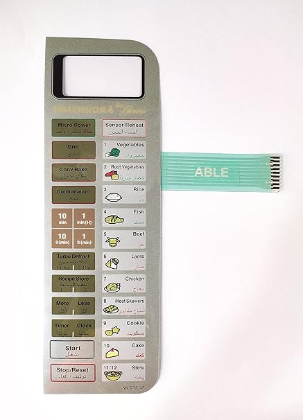 Able NN-C781JF (English+Arabic) Microwave Oven Membrane Keypad