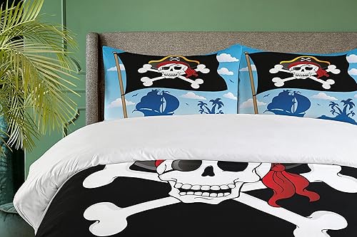 Miniatura 448 de Ambesonne Juego de funda de edredón de brújula, ilustración de mapa del mundo, marinero marítimo, equipo de vida monocromático, juego de ropa