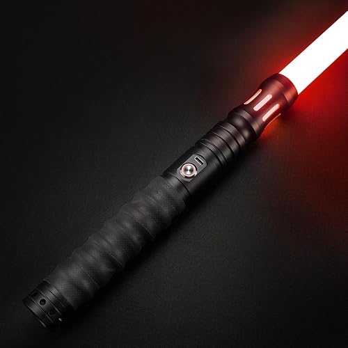 Lischwert Sable de luz de Duelo,Sable de luz para Adultos con 15 Colores y 12 Juegos de Efectos de Sonido, Juguete de Sable de luz Funcional para Adultos con Gesto de balanceo Suave - Sable de Luz-f