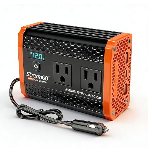 400W Power Inverters for Vehicle Dual AC Car Plug Adapter Outlet | USB 24W/30W Fast Charge, Inverter 12V to110V, Cigarette Lighter Adapter for Laptop/Camping/Road Trippers