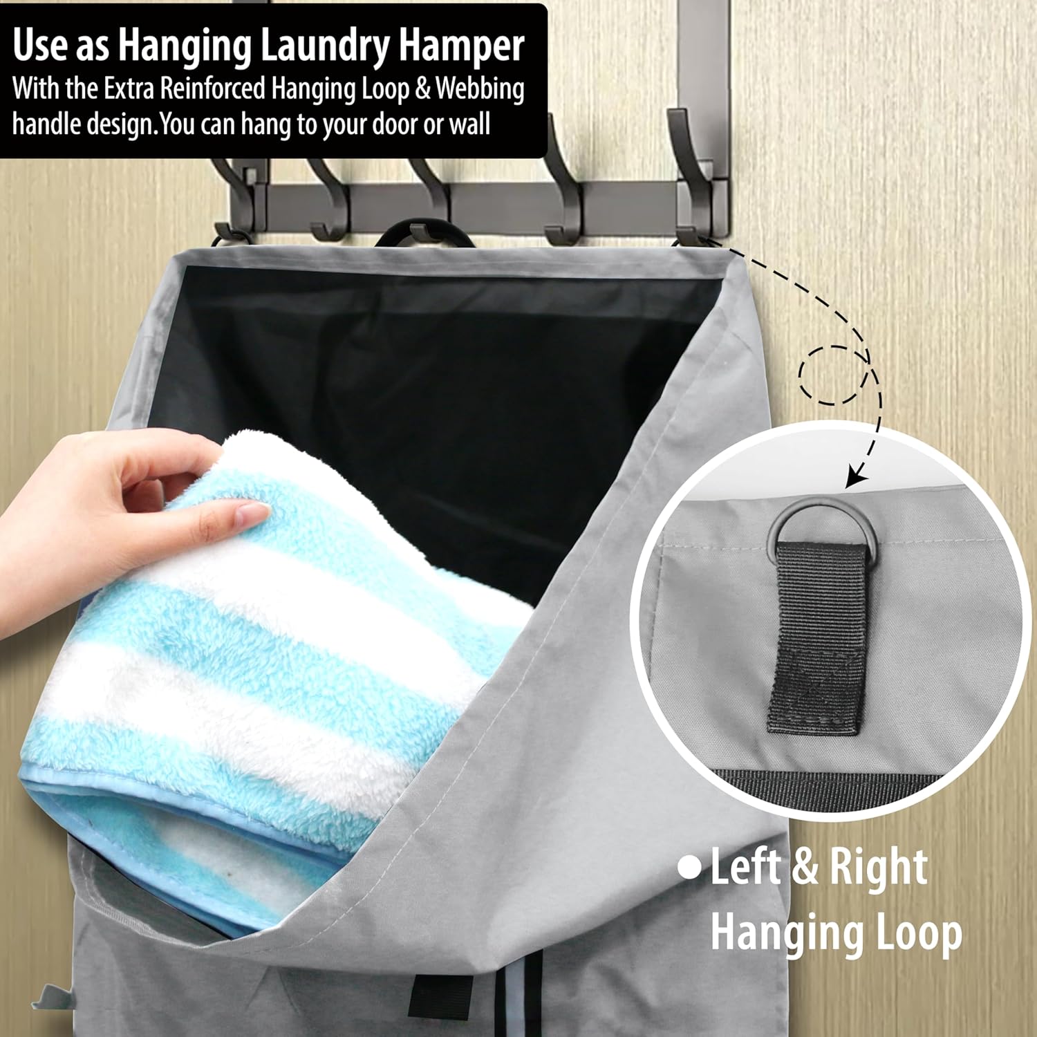BeeGreen Grey-Laundry-Bag-Backpack-Extra-Large-Heavy-Duty, 125L Portable Travel Laundry Backpack Shoulder Straps & Extendable Clothes Hamper Bag 3 Pockets for College Apartment