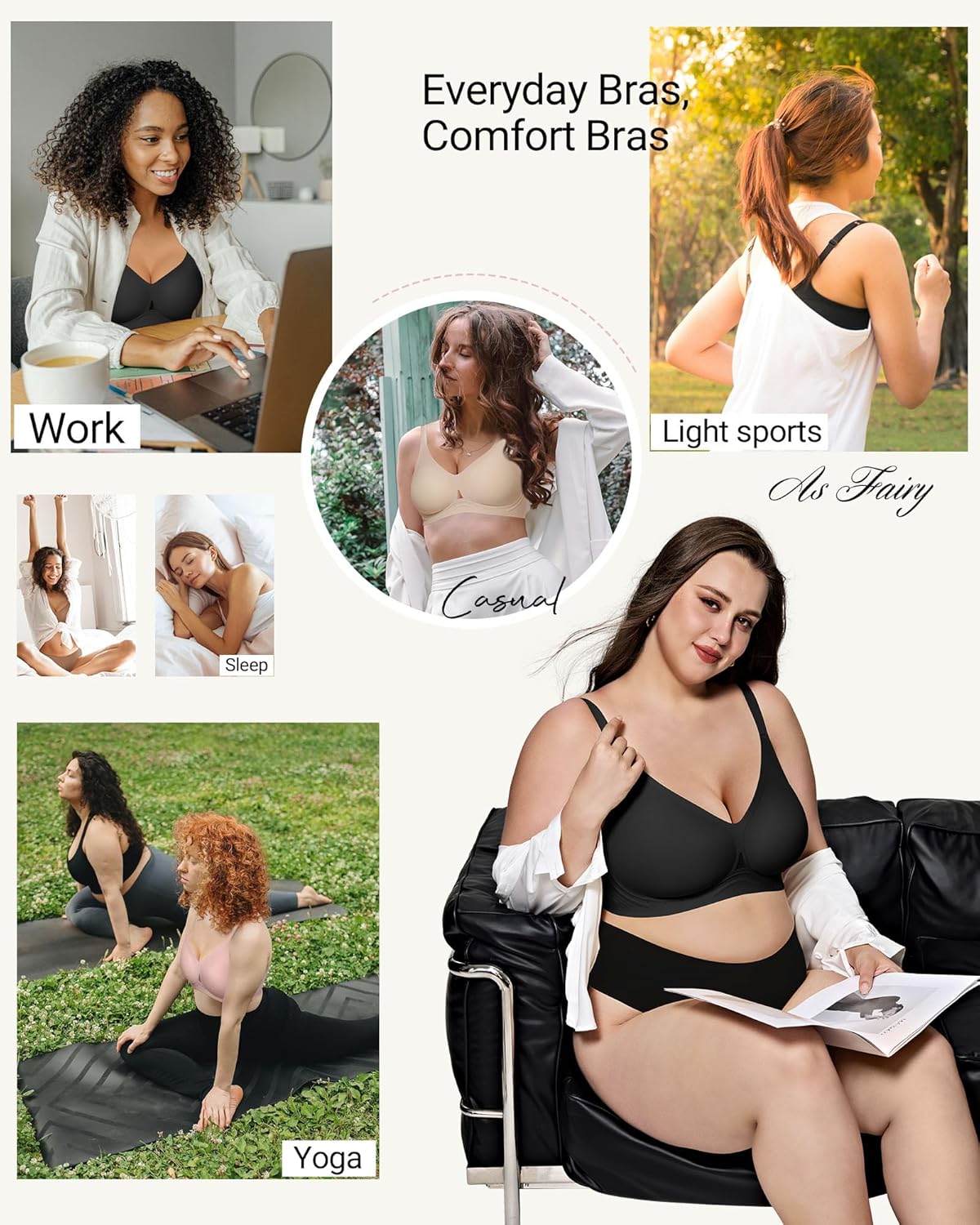 As Fairy Comfortable Wireless Everyday Bras for Women Seamless Full Coverage T-Shirt Bra Breathable Support Brassiere - Image 6