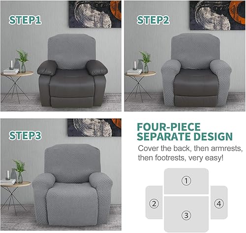 Miniatura 9 de YEMYHOM 1 funda de sofá + 4 fundas reclinables (gris claro)