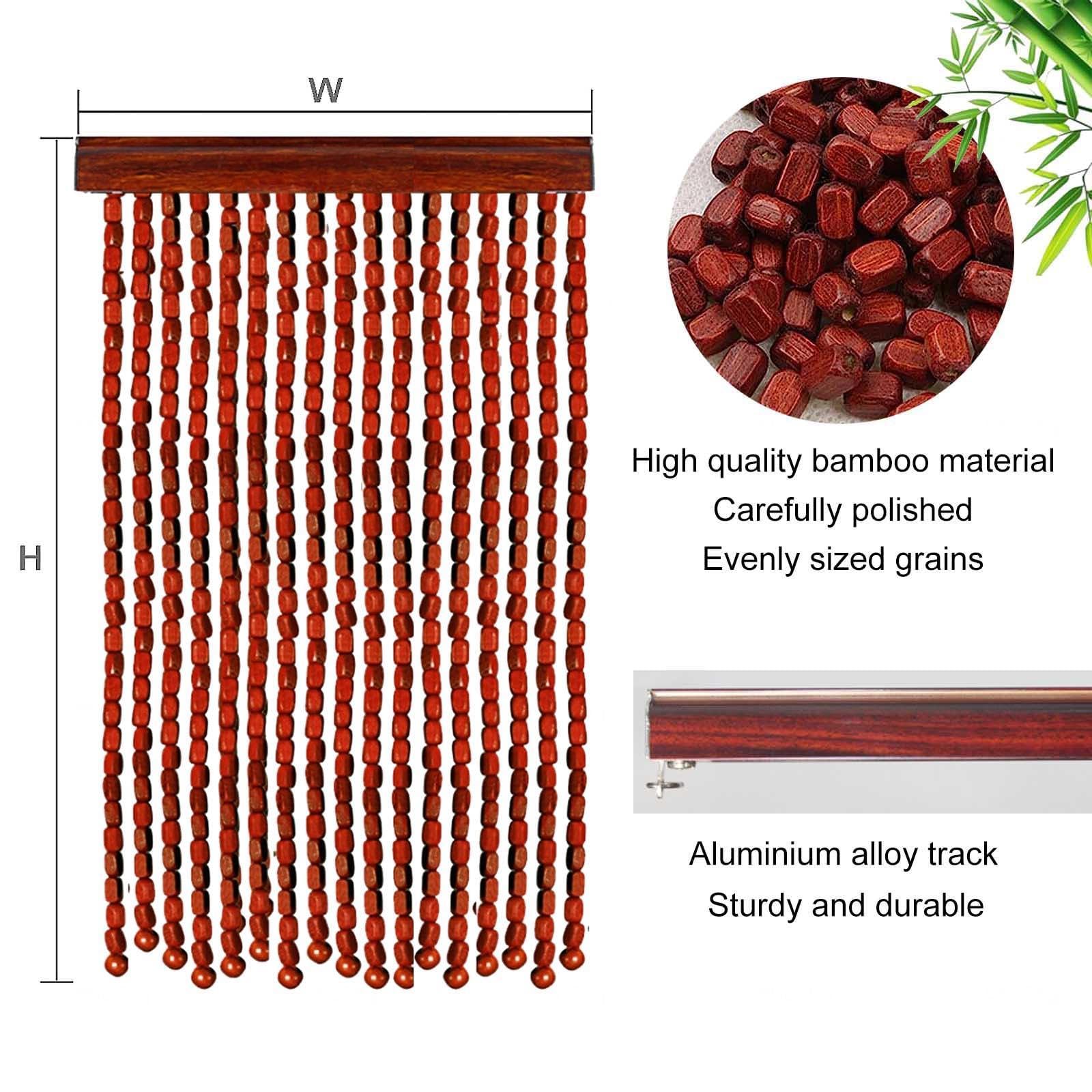 Naturalna zasłona z koralików bambusowych 60 x 200 cm - dekoracyjna zasłona na drzwi, ścianka działowa, moskitiera, 60 żyłek, wisząca dekoracja do salonu, sypialni i wejścia.