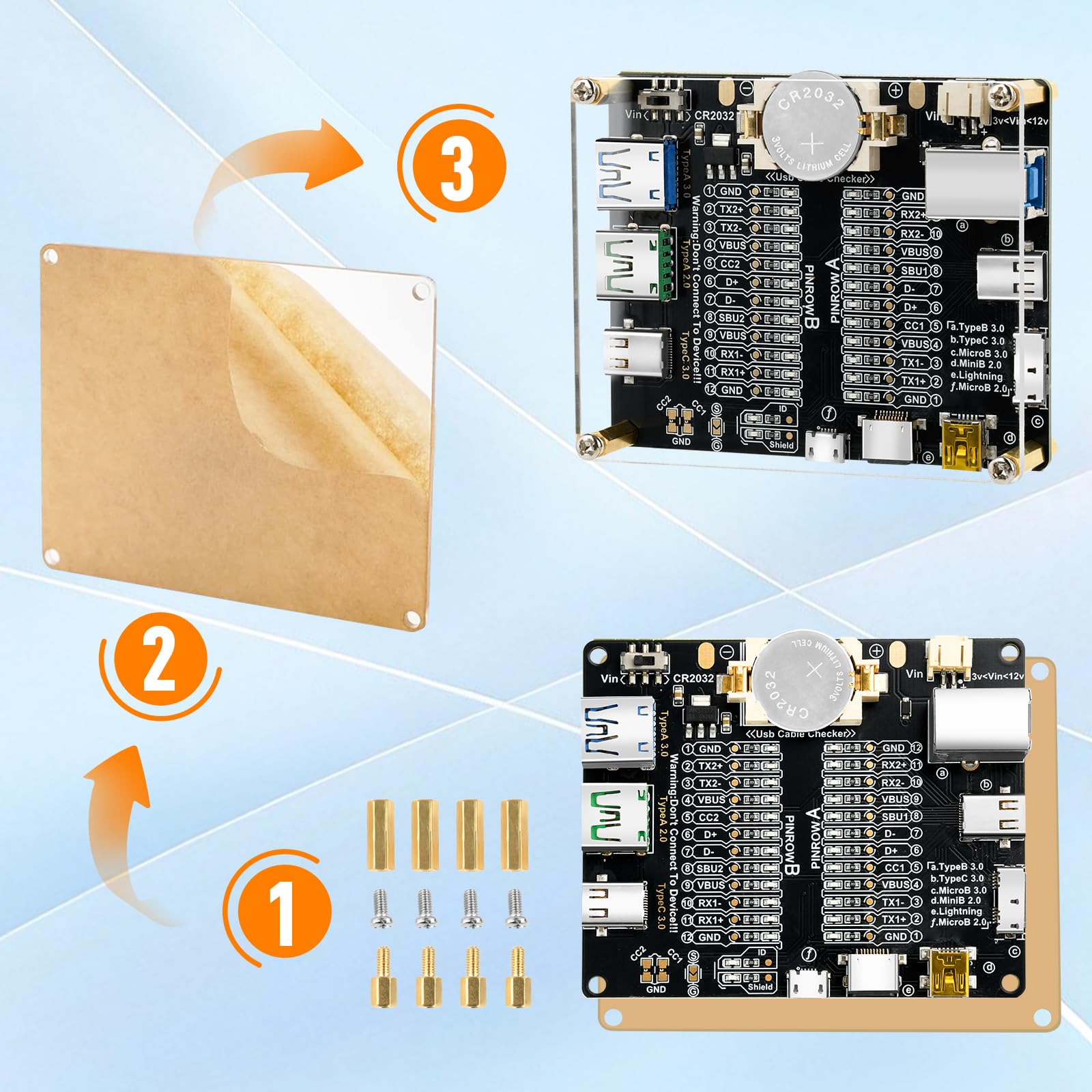 Heemol Tester kabli USB, tester kabli danych dla kabli USB C/A Micro USB z szybkim transferem, szybka organizacja nieuporządkowanych kabli poprzez sprawdzenie diod LED