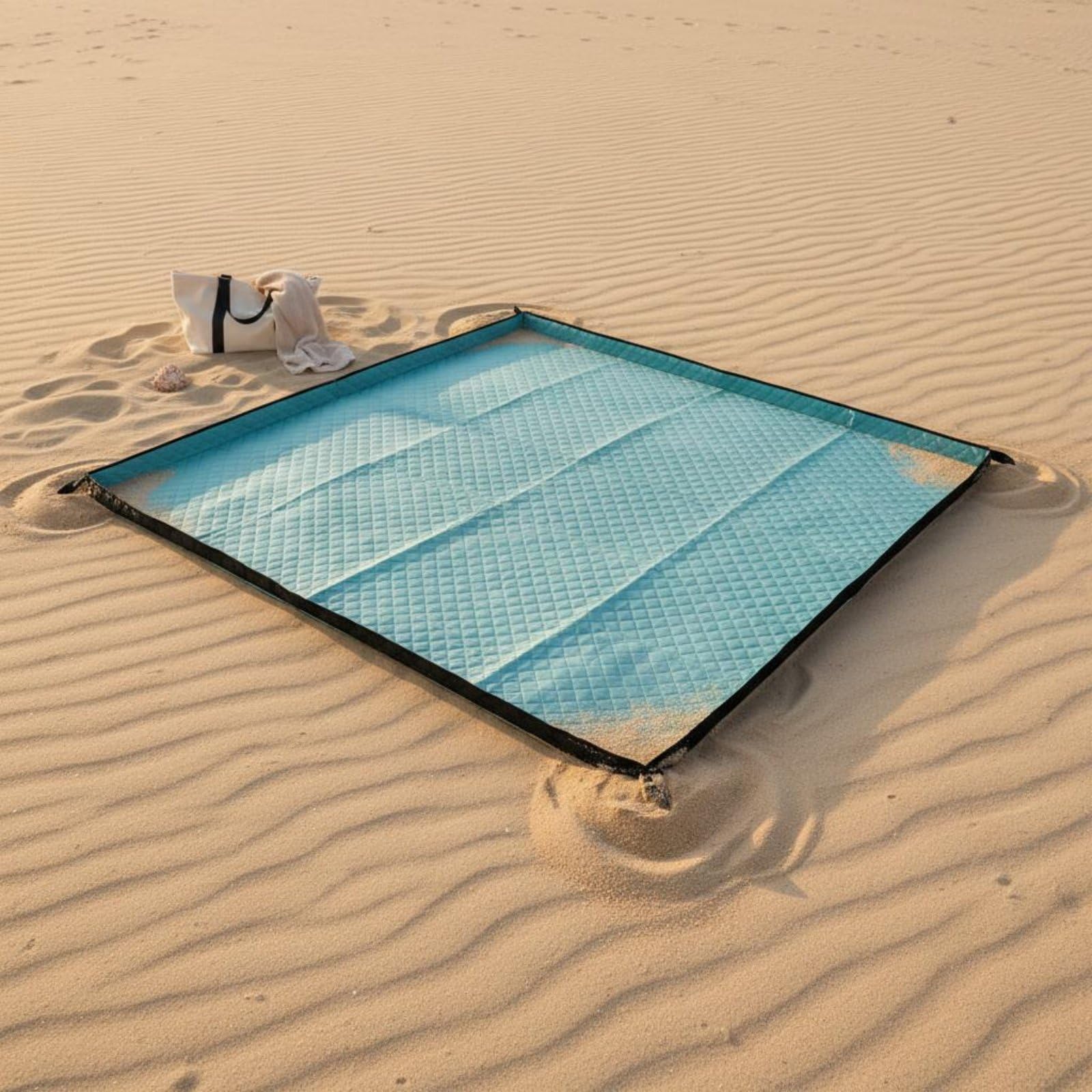 Coperta da Picnic Impermeabile Pieghevole Tappeto da Campeggio Portatile Morbida per Spiaggia, 200 200cm, Kaki