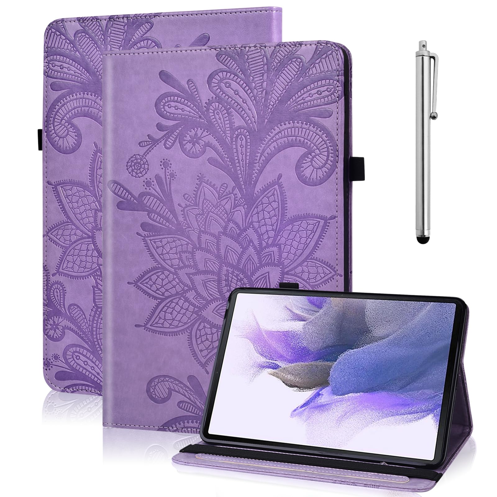 TUOLISG Case for Lenovo Idea Tab 11" 2025/ Tab M11 11" 2024 Case (TB336FU/TB330FU), Embossed Lace PU Leather Flip Folio Stand Cover with Elastic Band