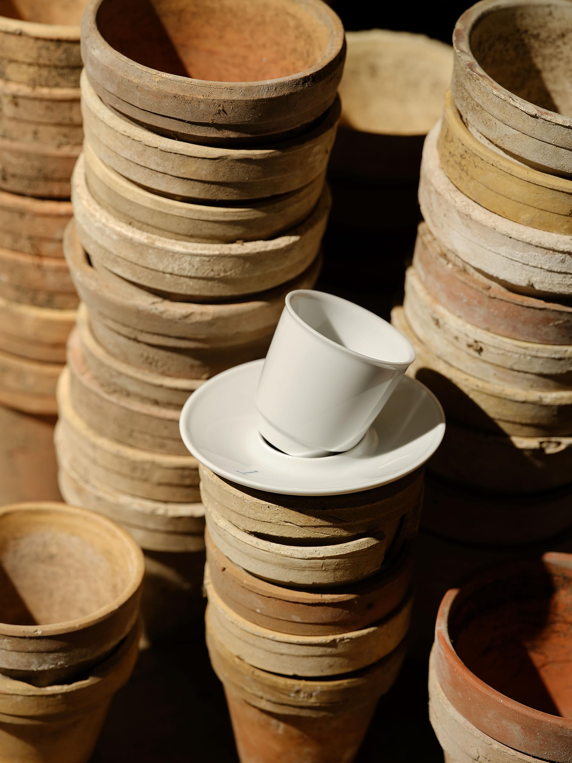 KPM Berlin kubek samolotowy, porcelana, filiżanka do espresso, filiżanka do kawy ze spodkiem, Marguerite Friedlaender ręcznie robiona, biała w pudełku prezentowym