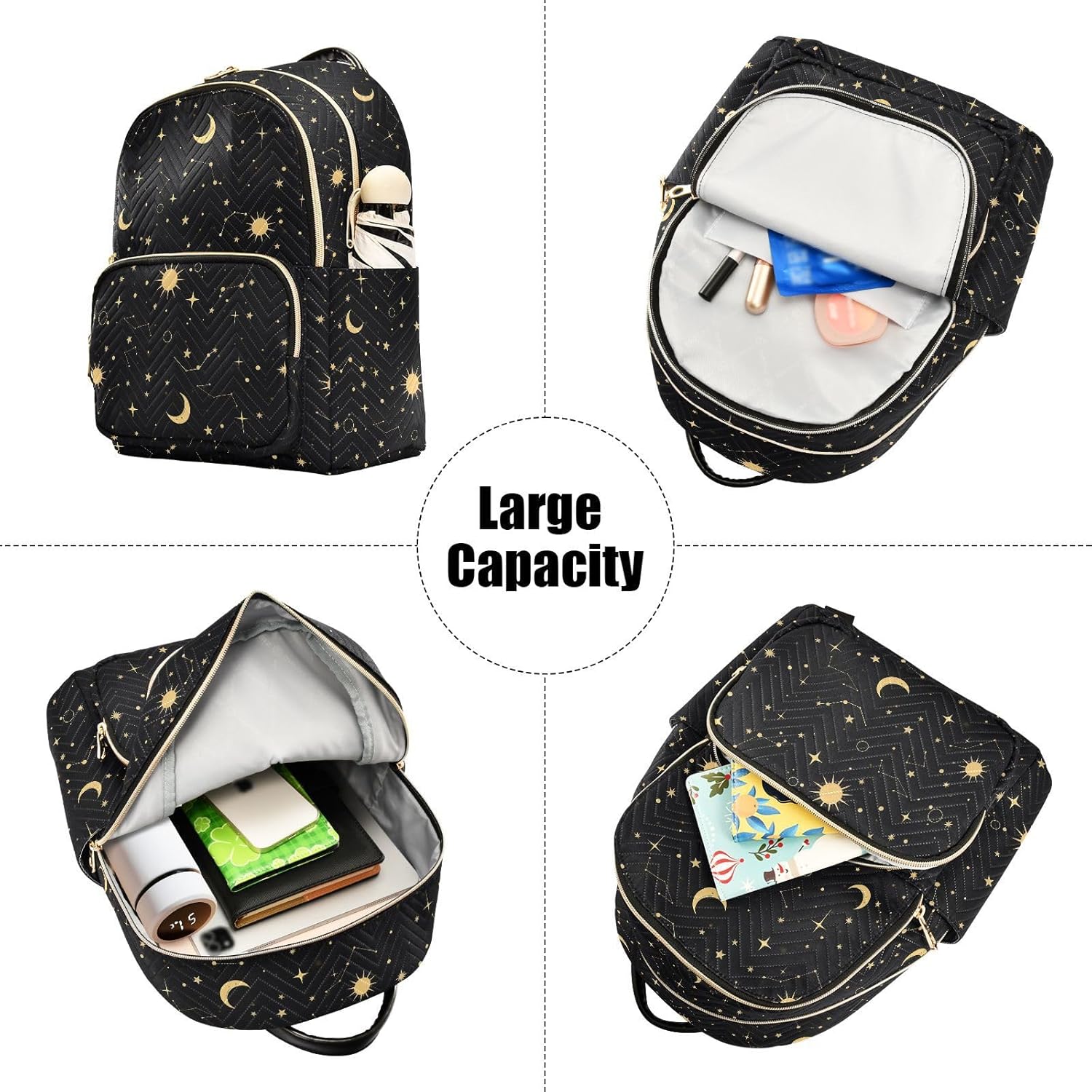 ALAZA Moon Sun Starry Night Women’s Backpack Purse Causal Daypack Work Travel College Business Trip Bag Shoulder Bag