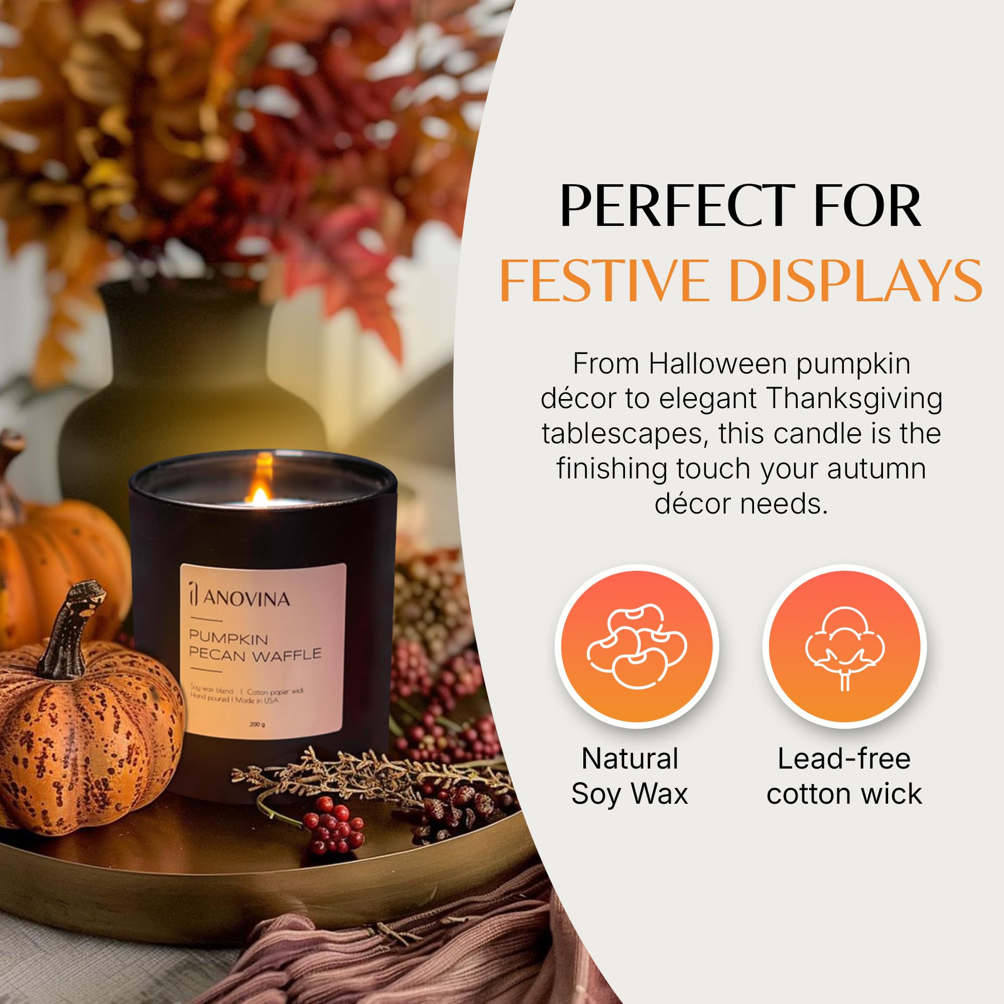 Experimenta la magia navideña con la vela perfumada de gofre de calabaza y nueces hecha en Estados Unidos, mezcla de cera de soja prémium con caja de regalo, perfecta para regalar