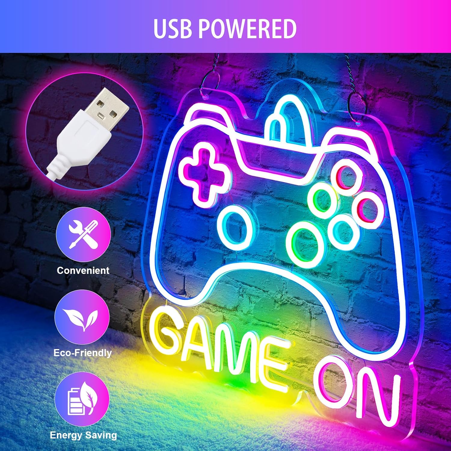 Gamer Neon Sign, Dimmable Neon Controller Sign for Gaming Room Decor, USB Powered Gamepad Shaped Gaming Neon Sign for Teen Boys Room Decor - Best Gifts Led Gaming Sign for Teenage Boys Kids - Image 5