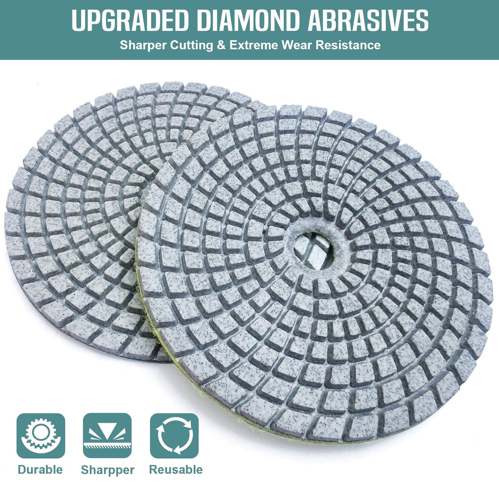 13 confezioni di tamponi diamantati da 10,2 cm per lucidatura a umido e a secco | 6 "-11 Backer Pad Granito Bufffing Levigatura Set 50-10000 Grana per Calcestruzzo Pietra Marmo Piastrelle Quarzo Roccia