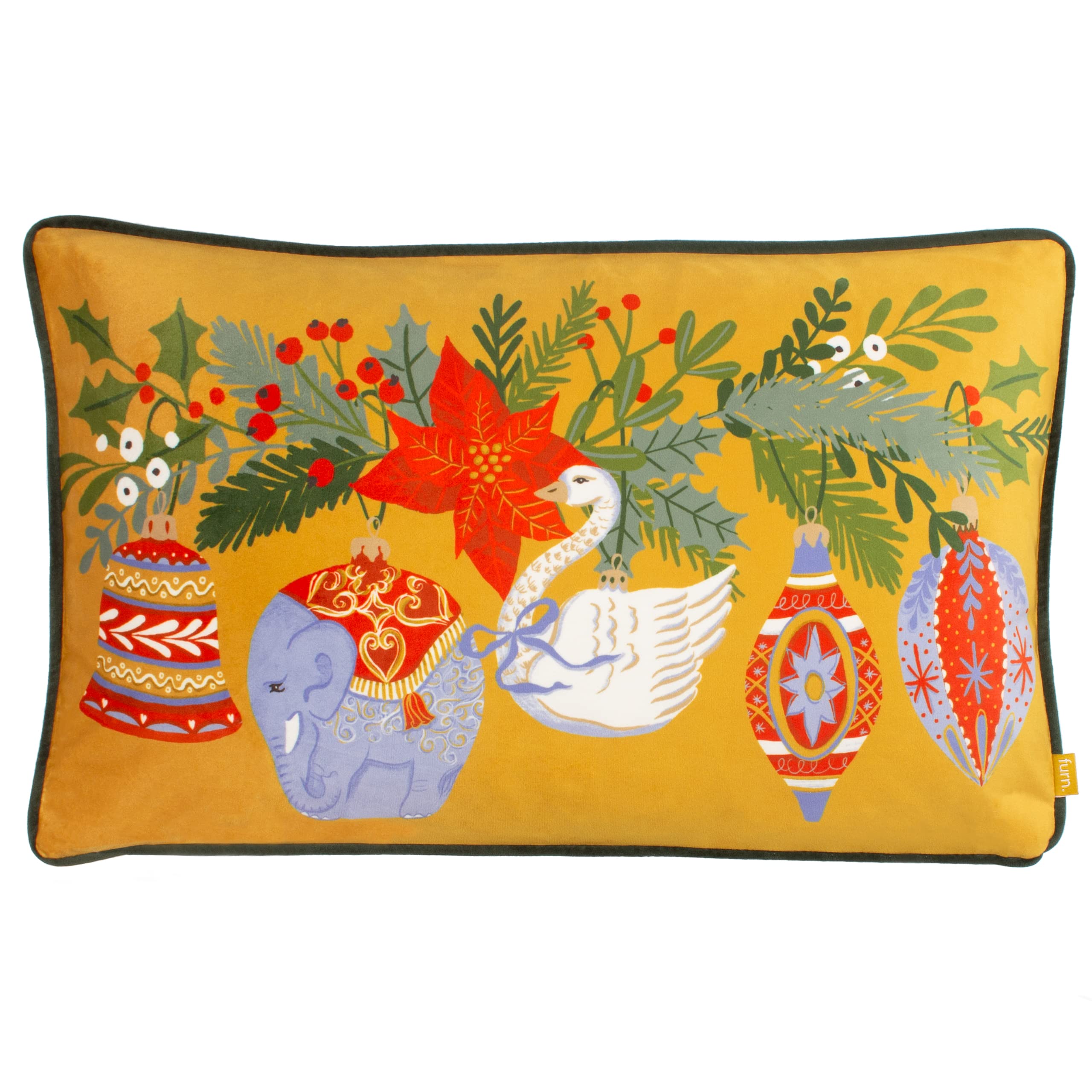 Furn Deck The Halls Baubles 30X50cm Christmas Cushion Multi Christmas Accessories