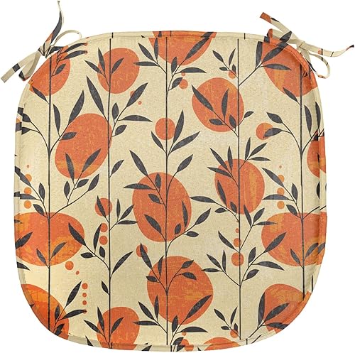 Vista 90 de Lunarable Orient - Cojín de asiento para silla, curlicues florales orientales con elementos artísticos venecianos, hojas de follaje, damasco a