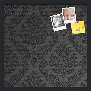 PinPix Custom Printed pin Cork Bulletin Board Made from Canvas, Gothic Crest Pattern 20 x 20 Inches (Completed Size) and Framed in Satin Black (PinPix-36)