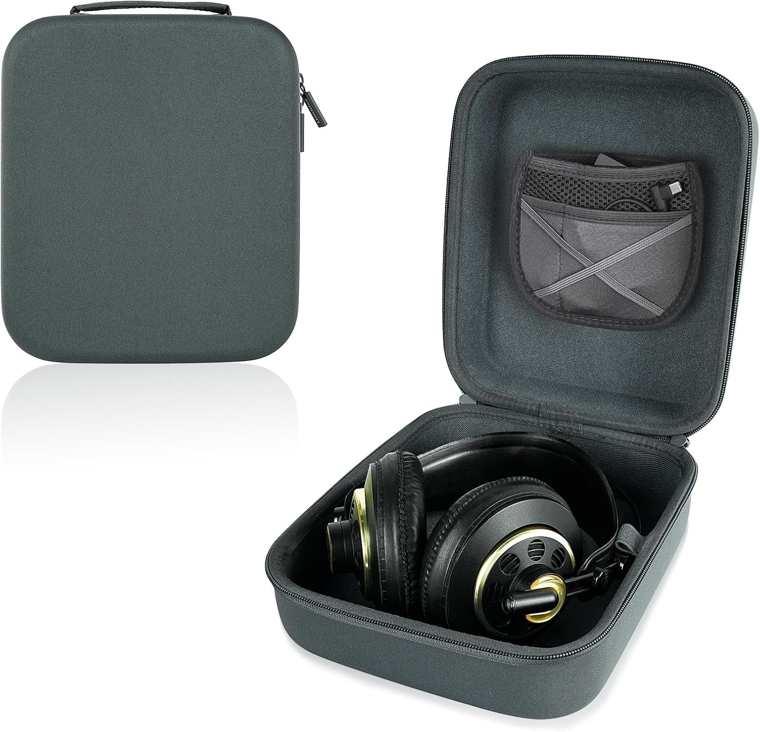 Linkidea Headphone Carrying Case Compatible with AKG K99, K872, Sennheiser HD800, Sony PS4Gold Headphone Case, Replacement Protective Hard Shell Travel Bag with Cable, Charger Storage (Grey)