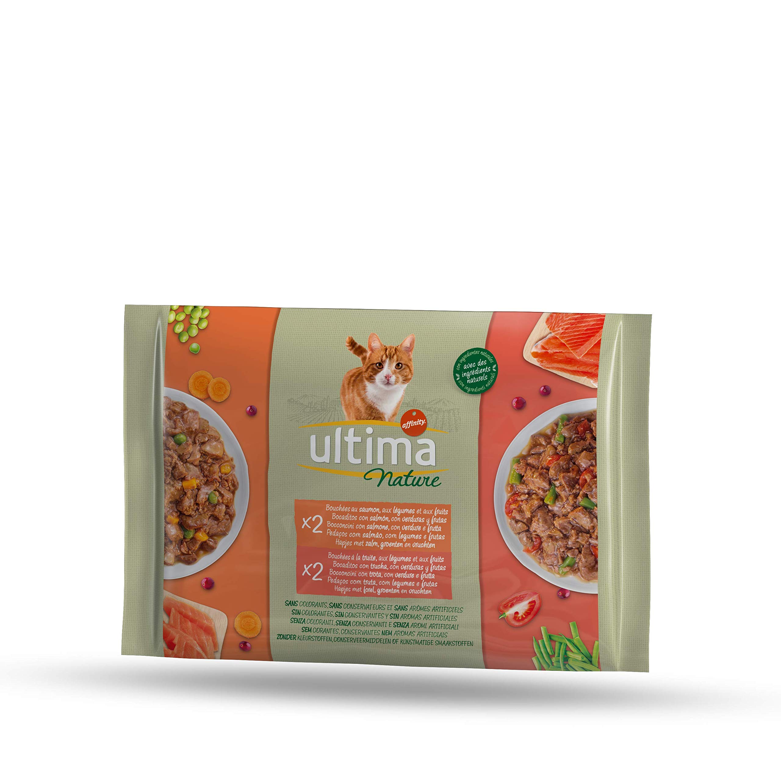 Ultima Nature Comida Húmeda para Gatos con Salmón & Trucha - 4 x 85gr - Total 340gr