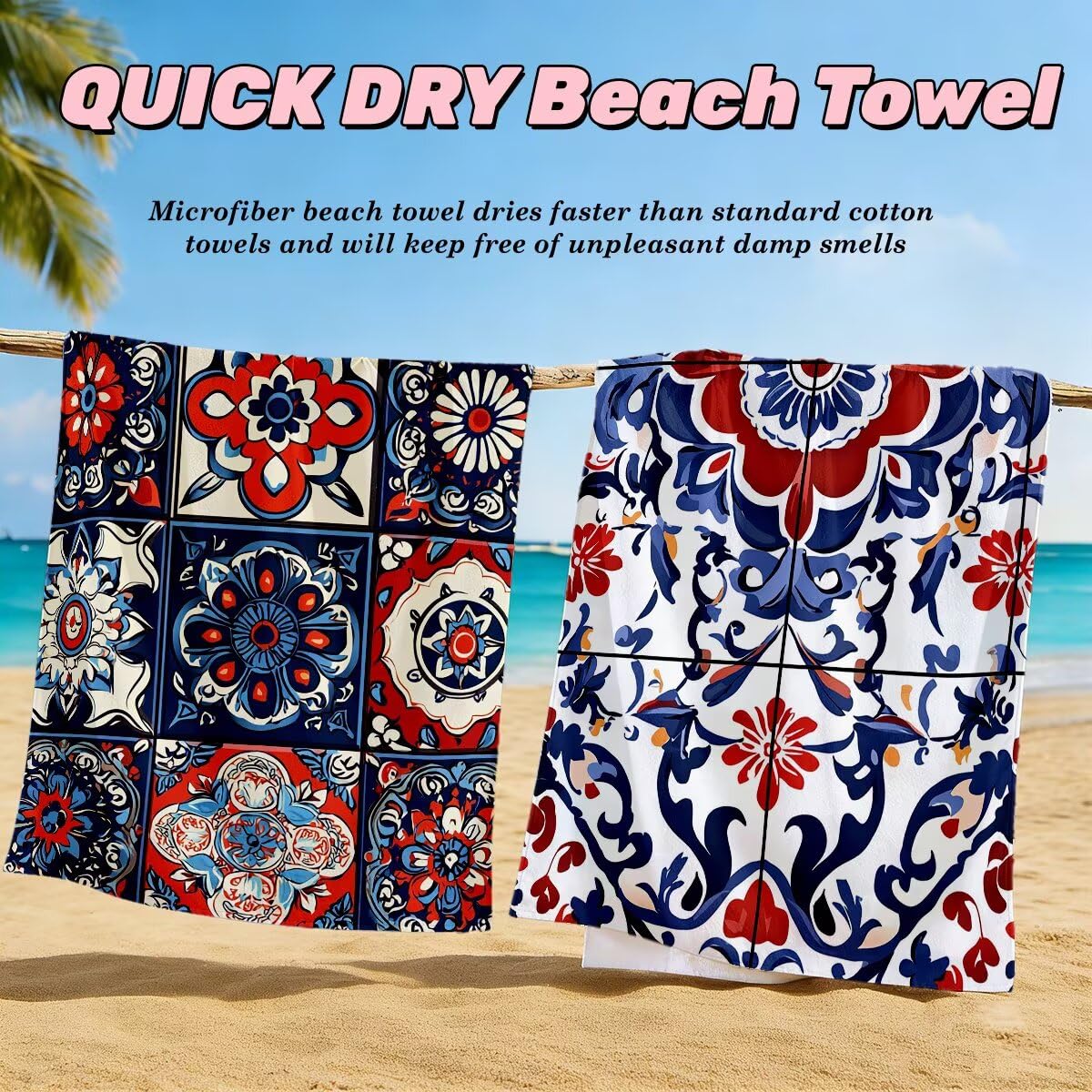 Serviette de Plage Microfibre, Lot de 2 Serviette de Bain Grande Taille 80x160 cm, Séchage Rapide Drap de Bain nordique, Anti Sable Serviettes de Plage, Serviettes Microfibre Sport pour Travel -4336