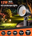 MEIKEE 12W 900LM LED Éclairage du paysage 120V 2700K Lumières de paysage blanches chaudes IP66 Jardin extérieur étanche Spotlights avec US Plug pour le chemin de cour de clôture de mur (2 Boîte)