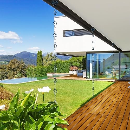 Miniatura 6 de Aseneat Juego de jaulas para pájaros de 8.5 pies, cadenas de hierro forjado que no se oxidan para exteriores con adaptador, para drenaje y estaca de