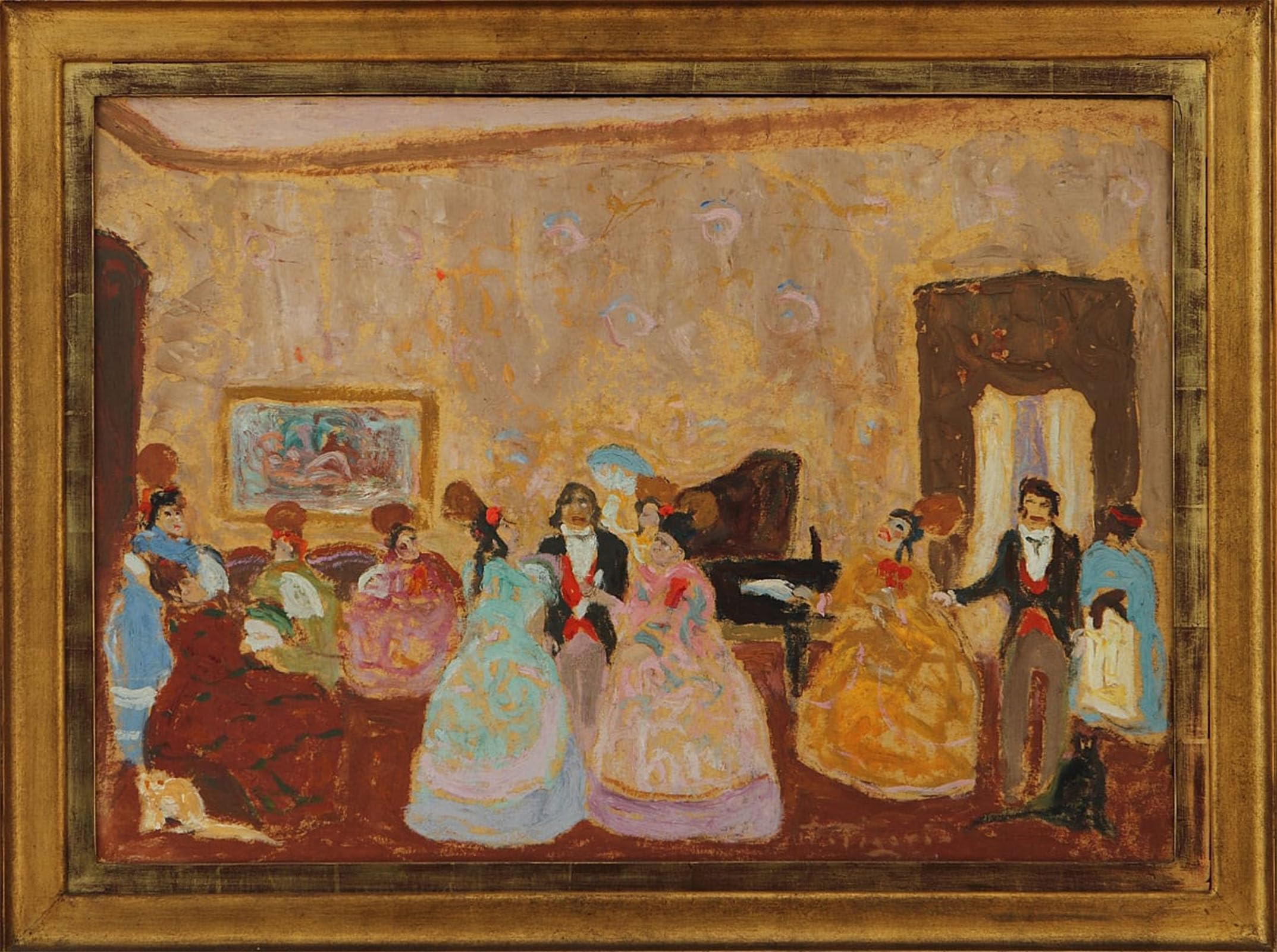 POSTERIIk Vintage Classic Picture Landscape Artwork Tertulia by Pedro Figari Portrait Canvas Painting for Office Home Decor 60x90cm