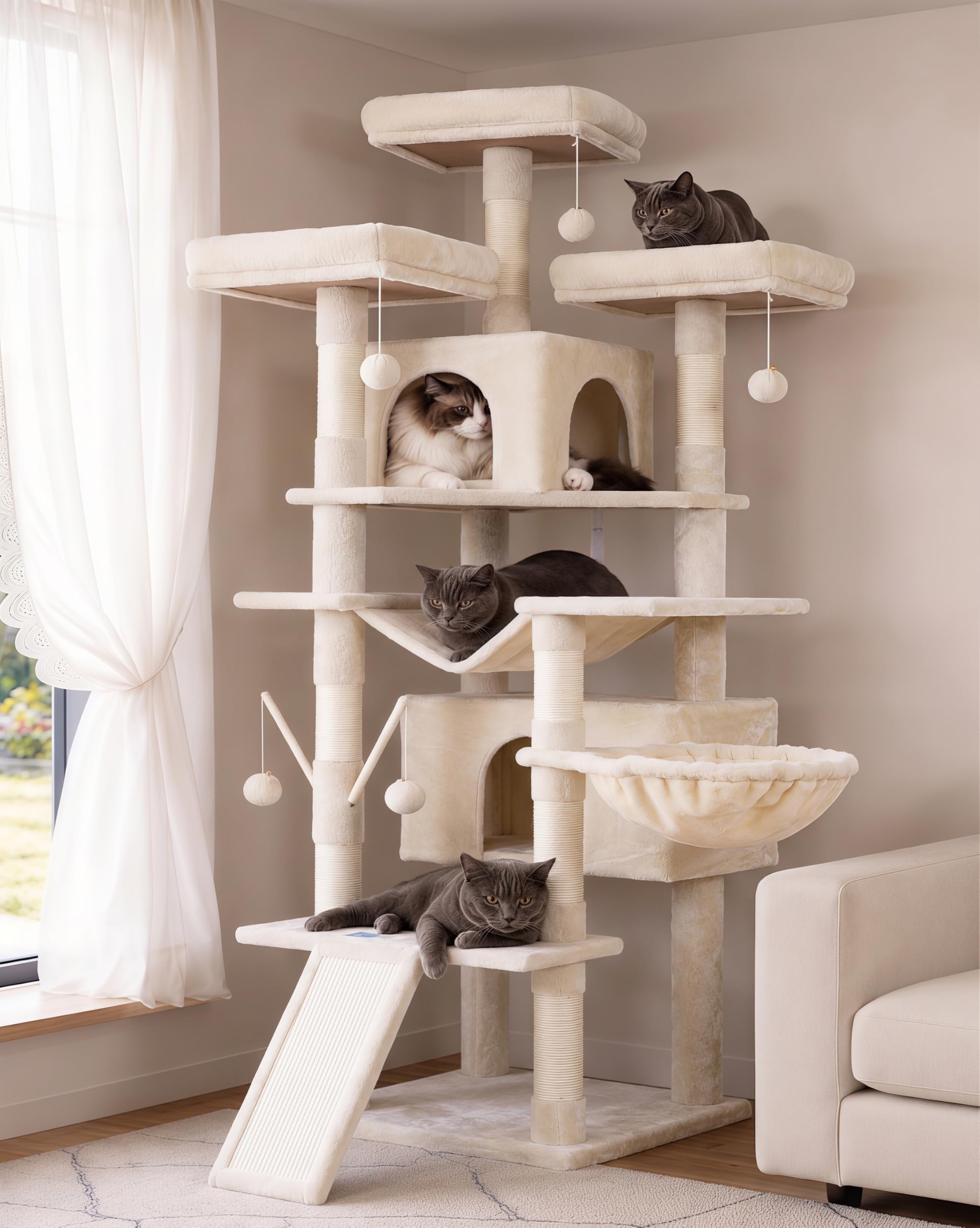 Hey-brother キャットタワー 高さ180cm ベージュJMPJ034M Amazon.com : Hey-brother Cat Tree, 71 inches XL Large Cat Tower