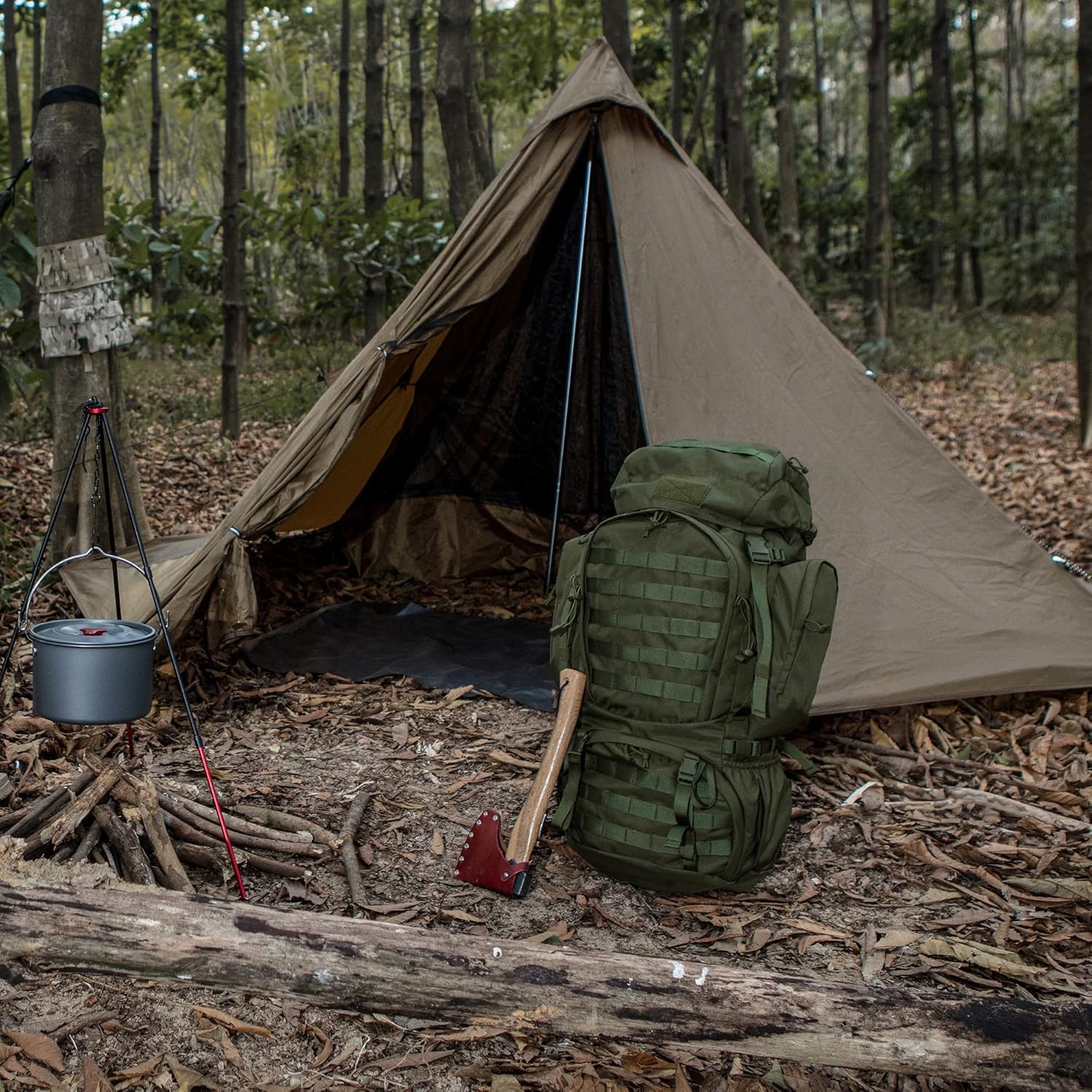 Mardingtop Mochila Táctica 60 Litros con Protector de Lluvia Trekking Expandible Aire Libre Senderismo Viaje Acampar