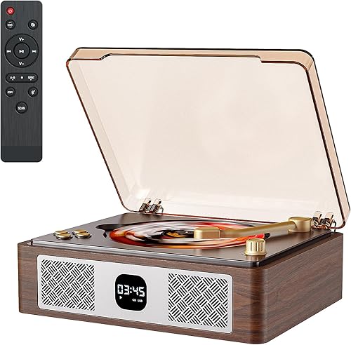 Reproductor de CD Retro Puede Copiar a USB, Reproductor de CD Bluetooth Nostalgico para el Hogar, Altavoces Incorporados con Pantalla LCD, Soporta