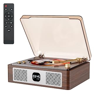 CARONSORT Retro Cd Player Can Rip to USB,Nostalgic Bluetooth CD Player for Home,Built-in Speakers with LCD Screen,Supports Coaxial/3.5mm/FM Radio with Remote Control-Wired Walnut Brown - Amazon product rated Grade A