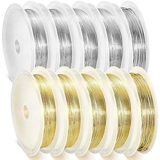 How to Choose the Right Wire for Your Jewelry Projects 10 Roll 230ft Jewelry Wire for Making 18, 20, 22, 24, 26 Gauge Craft Beading Wire Jewelry Making Supplies Bendable Copper, 5 Size(Gold and Silver)
