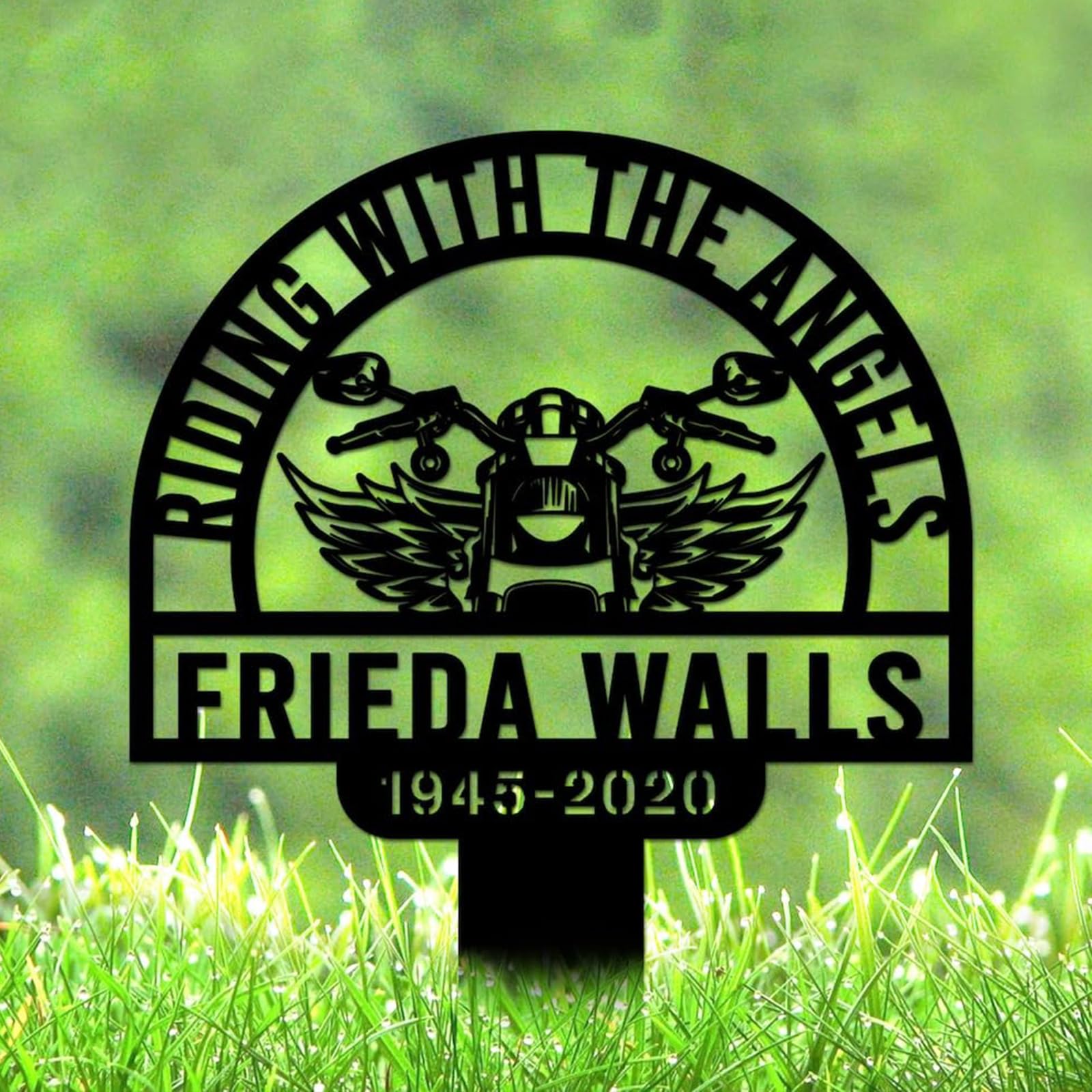 HDBMHDBM Custom Rider Memorial Metal Sign,Personalized Memorial Stake,Metal Garden Stake,Geometric Metal Stake,Outdoor Sign,Sympathy Gift,Garden Yard Lawn Cemetery Decor