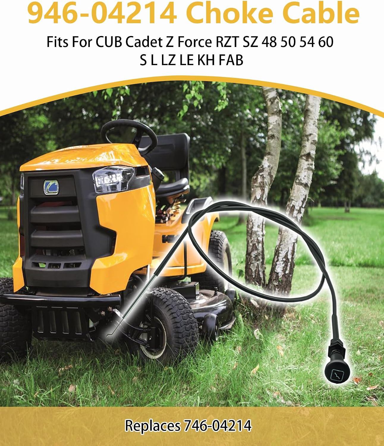 946-04214 61" Choke Cable Replacement Fits for CUB Cadet Z Force RZT SZ 48 50 54 60 S L LZ LE KH FAB,Replaces 746-04214
