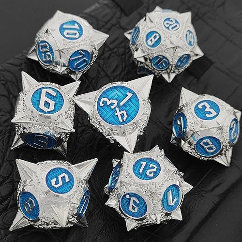 Miniatura 5 de AJKDEUIH Juego de dados DND de metal para regalo de mazmorras y dragones con bolsa de dados poliédricos DD juego de dados grandes para RPG MTG juego