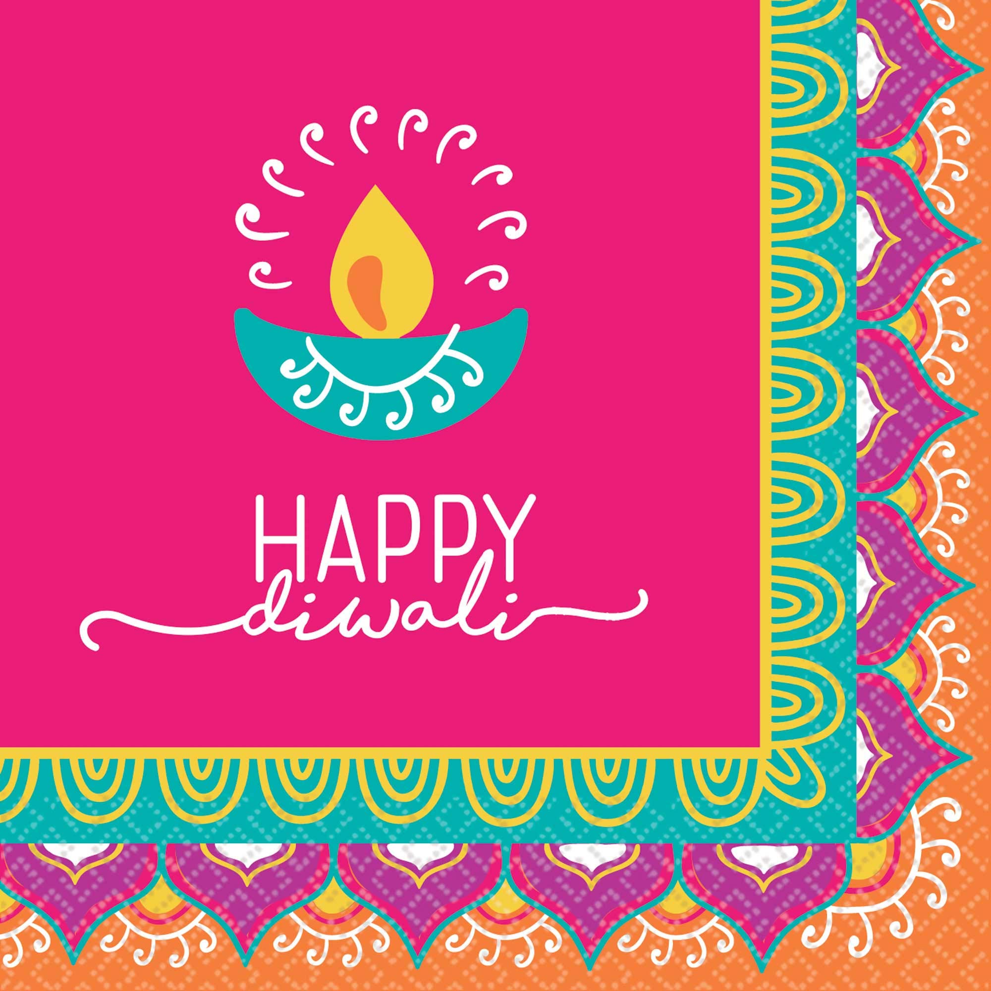 Amscan Happy Diwali Beverage Paper Napkins - 5