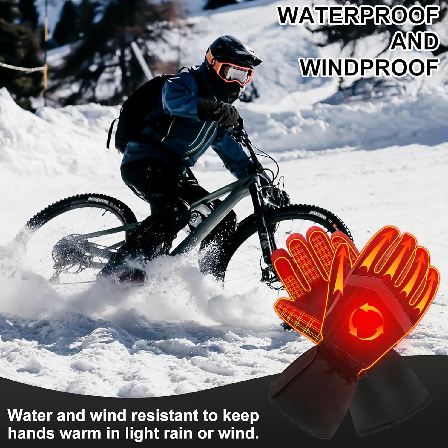 Heated Gloves for Men Women Winter Electric Touch Screen Waterproof Windproof Warming Gloves for Skiing/Hiking/Fishing/Camping/Hunting/Snowboarding/Cycling/Outdoor Works - Image 6