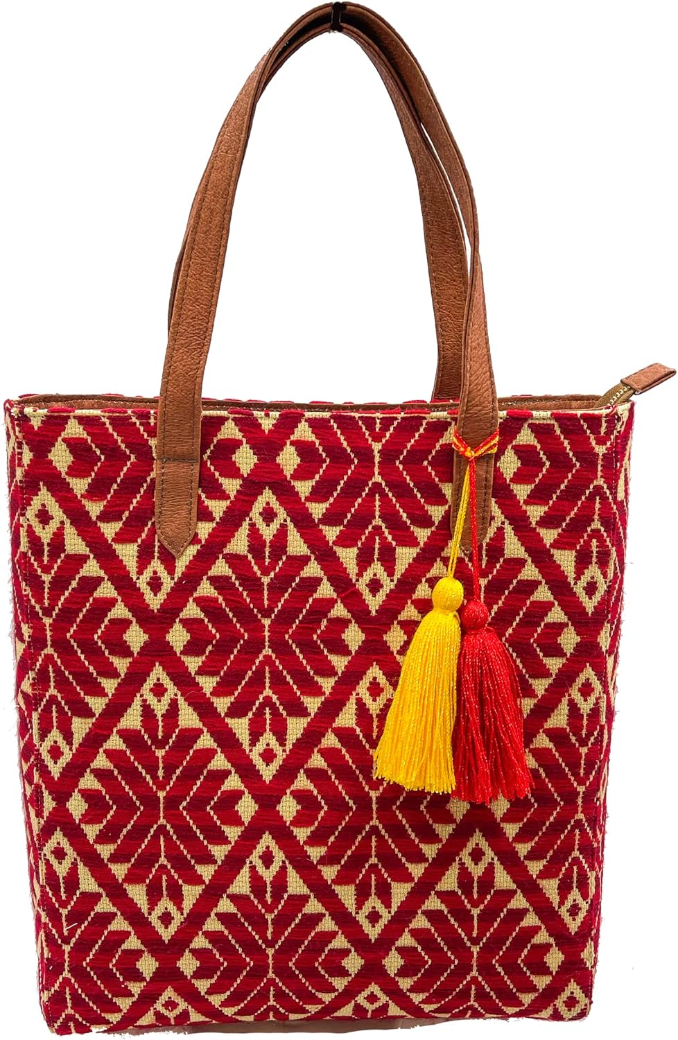 Hand Embroidered Tote Bag “Valentina” | Otomi Embroidery Red | One of a Kind | Made in Mexico | Raízal