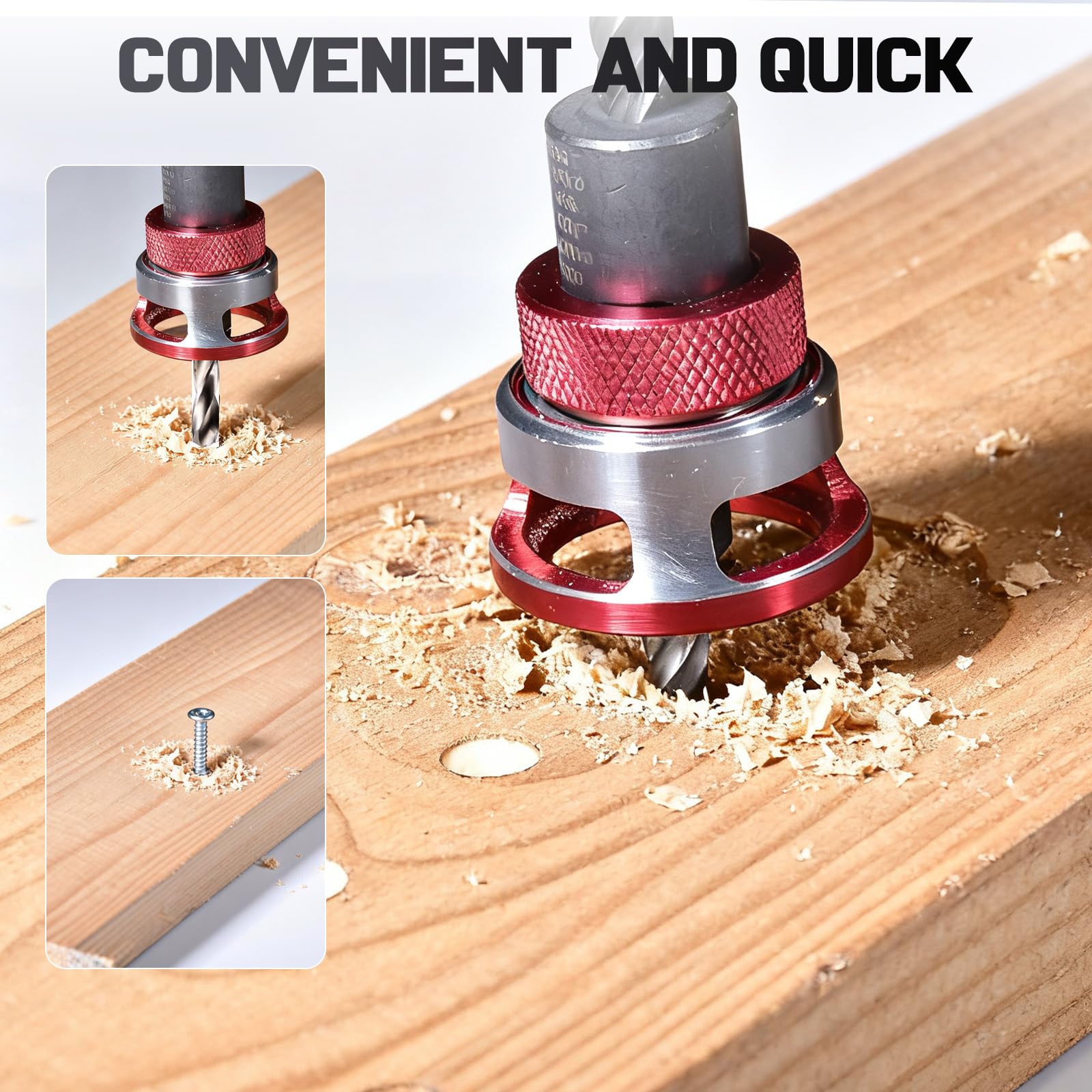 5 Stück Senkbohrer Set, Senker Holz mit Lagertiefenanschlag & 1/4" Sechskantschaft, HSS M2 Bohrer für präzise Senk- und Zentrierbohrungen, Inkl. Aufbewahrungskoffer Für Bohrmaschinen