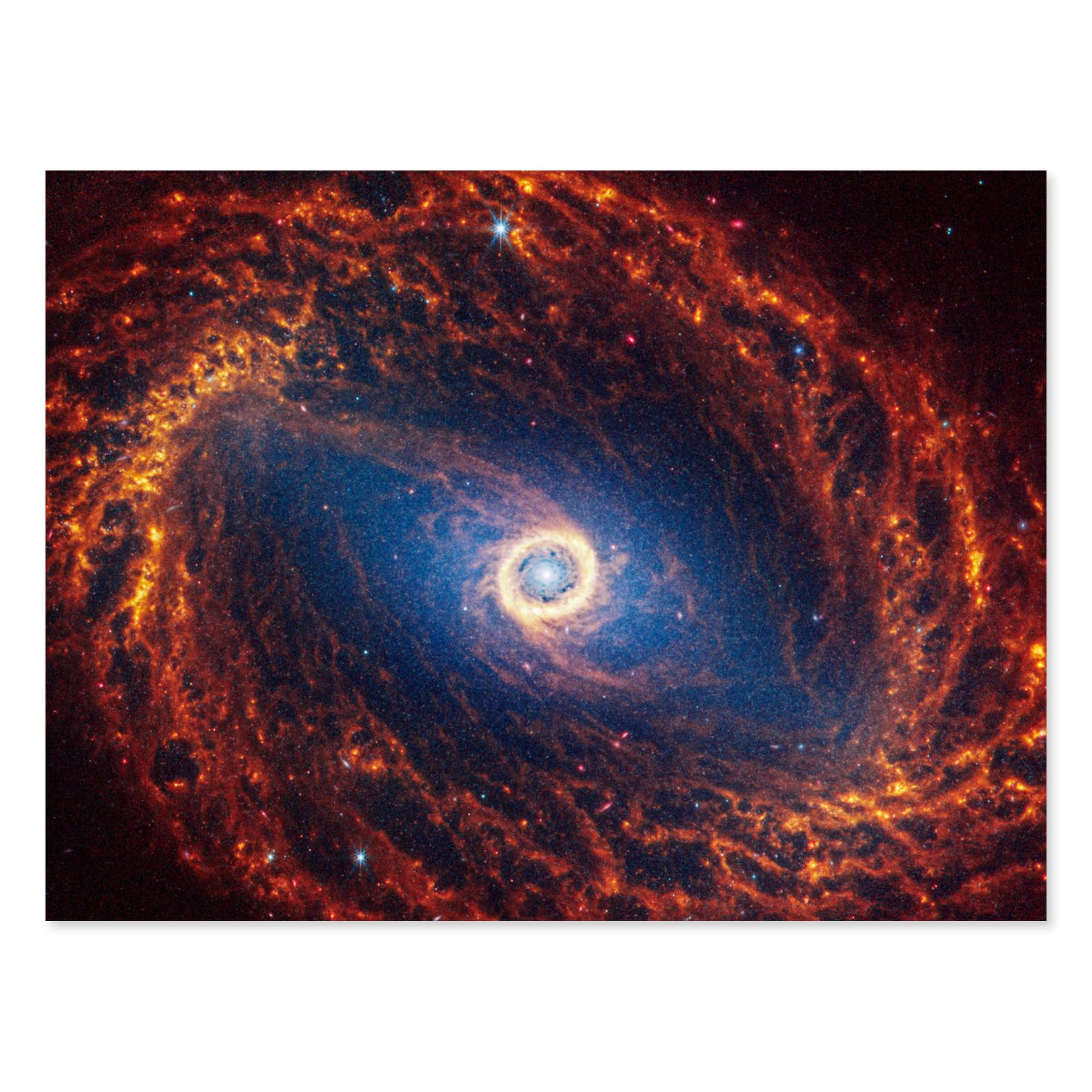 Artery8 NASA James Webb Telescope Spiral Galaxy NGC 1512 Art Print W18" x H24" Orange