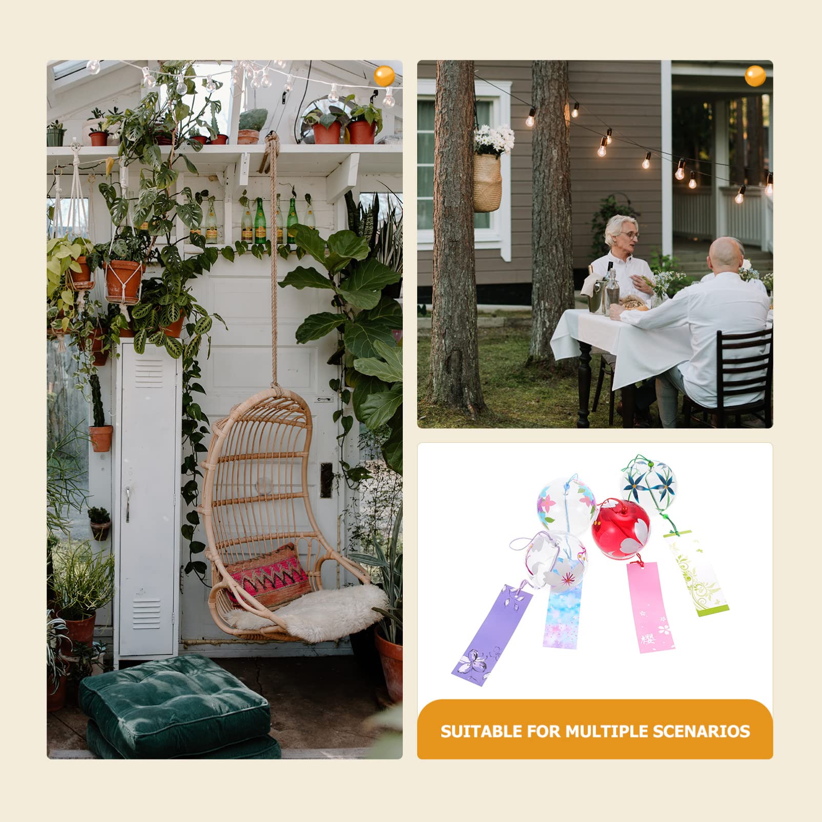 4 Pezzi Campanelli a Vento in Vetro Colorato Trasparente, Decorazioni da Giardino Creative e Resistenti per Casa e Prato Design Semplice e Raffinato