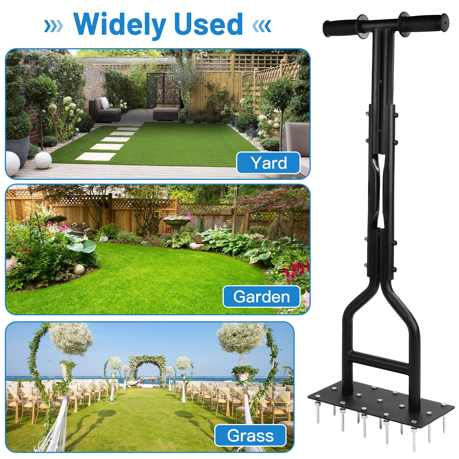 lalago 93cm Arieggiatore Manuale con 15 Denti Solidi e Attrezzi per Il Giardinaggio, Arieggiatore a 15 Punte, Arieggiatore per Giardino per la Cura del Prato o del Cortile con Terreno Compattato