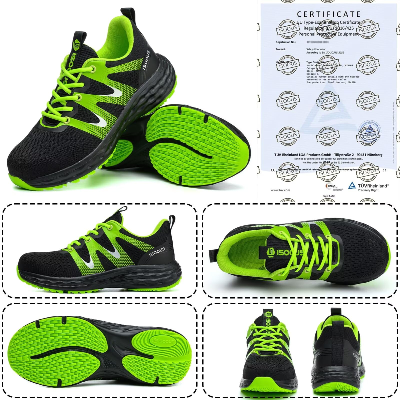 Scarpe Antinfortunistiche Uomo Donna Leggere Scarpe da Lavoro Comode Scarpe Sicurezza con Punta in Acciaio Traspiranti