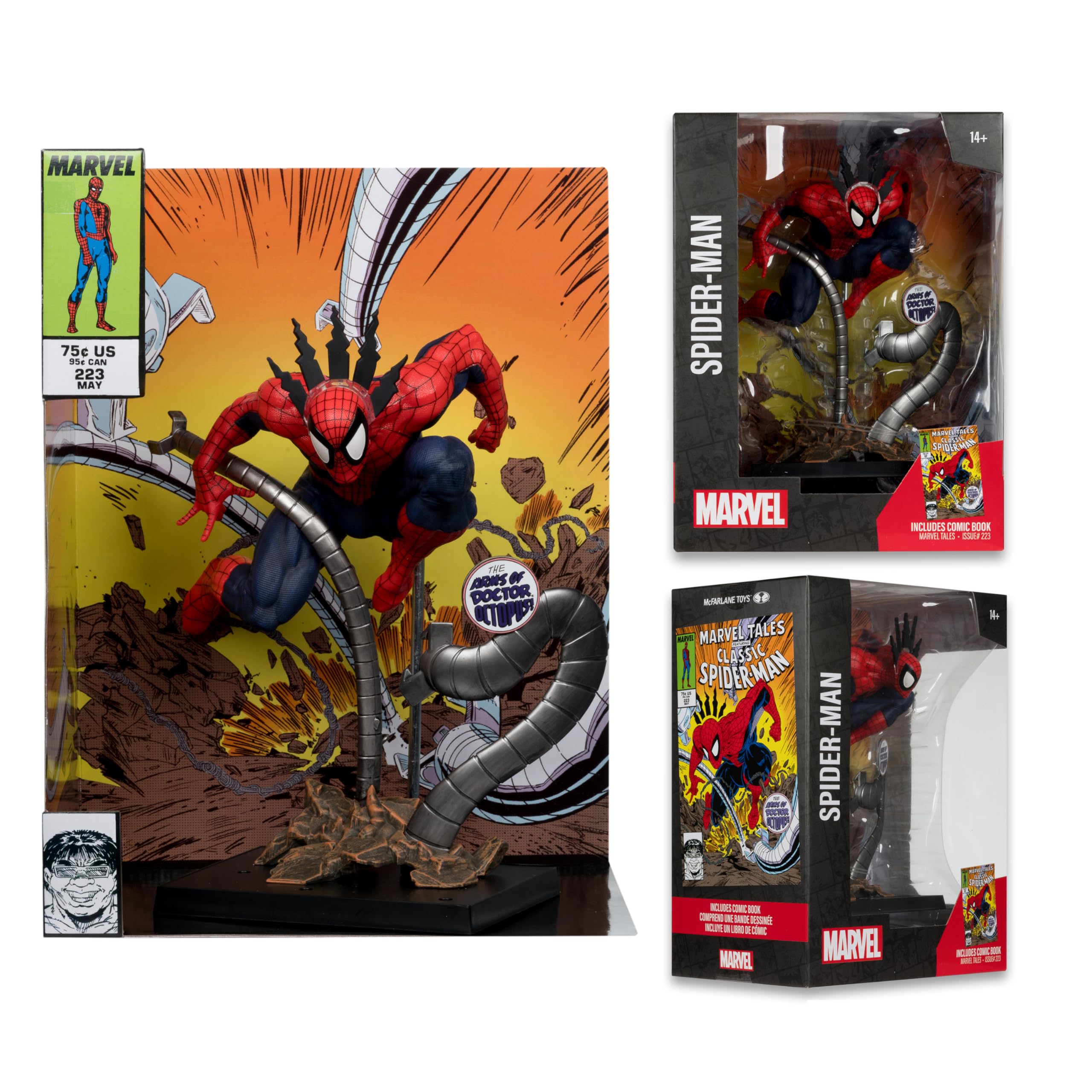 Marvel Spider-Man Skala 1:6. Kolekcjonerska ze sceną i komiksem (Marvel Tales #223) Zabawki McFarlane