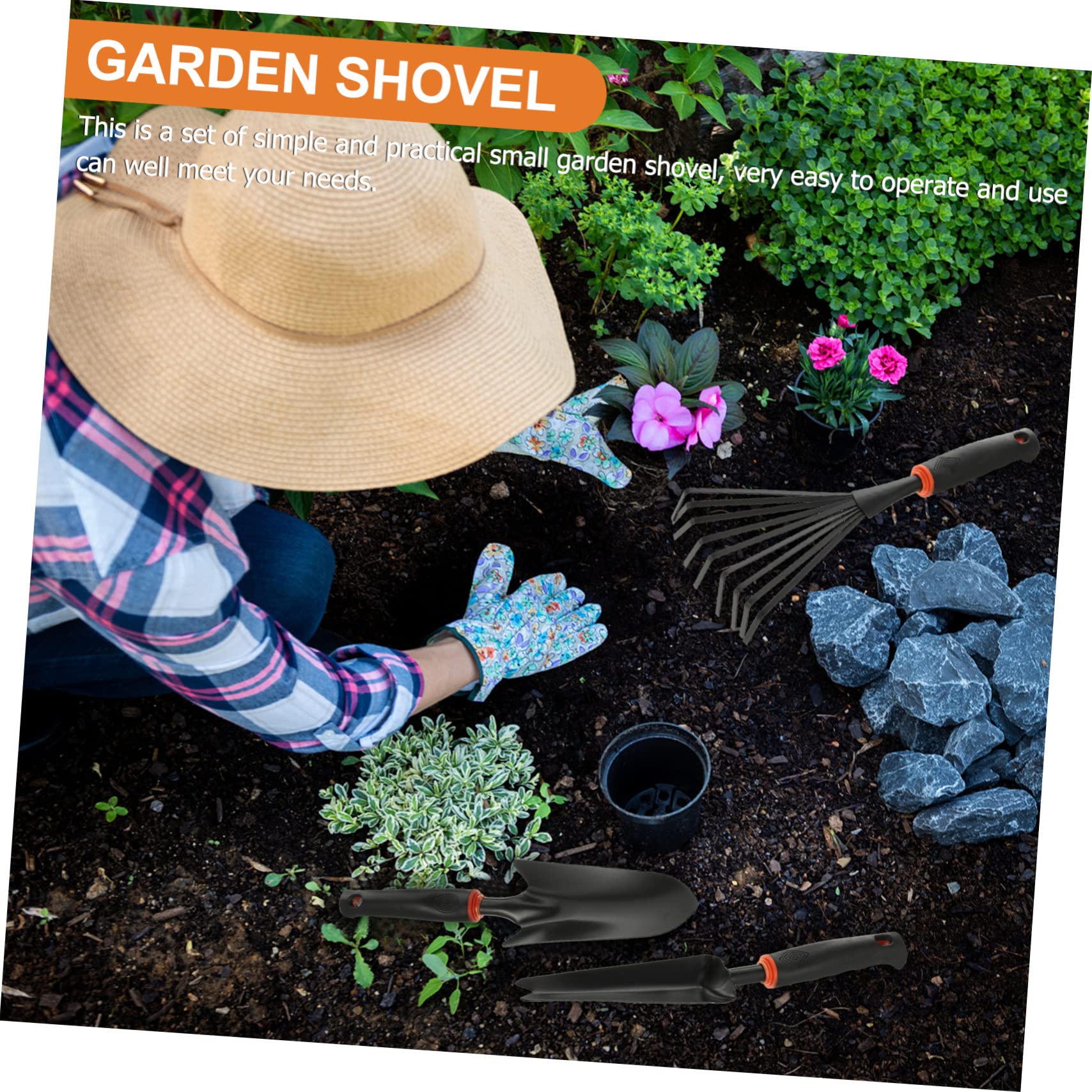 ifundom 5 Stück Multifunktionales Gartenschaufel für Floristen und Gartenarbeit Leichte Schwarze Eisenspaten mit Vinylgriff Robuste Grab und Pflanzwerkzeuge