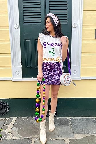 Miniatura 9 de GLBCC Diadema de Mardi Gras para mujer, máscaras de Mardi Gras, diadema anudada, accesorios de cuentas de diamantes de imitación morados, banda