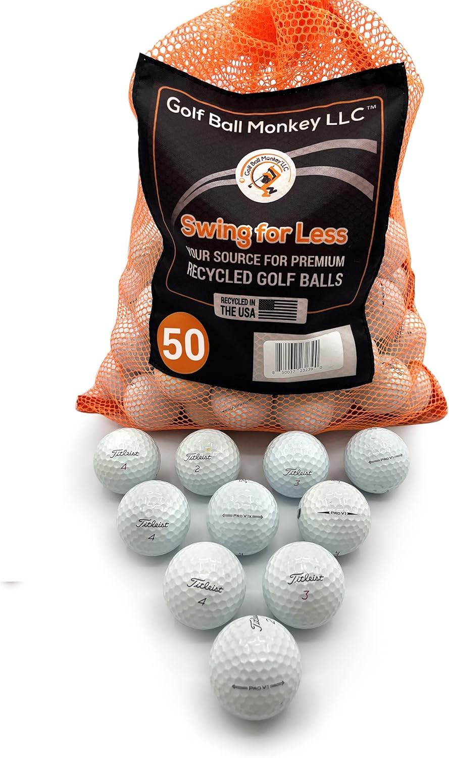 Golf Ball Monkey Cheap Recycled for Titleist ProV1 Golf Balls & Pro V1X Golf Balls Mix with Mesh Bag - for Titleist Golf Balls Pro V 1 & ProV1x Used Golf Balls Bulk