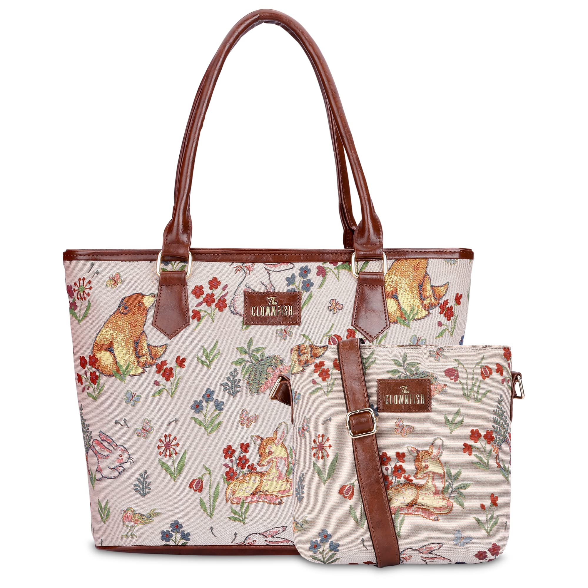 the clownfish Combo Of Linda Sling for Women Crossbody Bag for College Girls Justina Tapestry Fabric & Faux Leather Handbag for Women-picture-20
