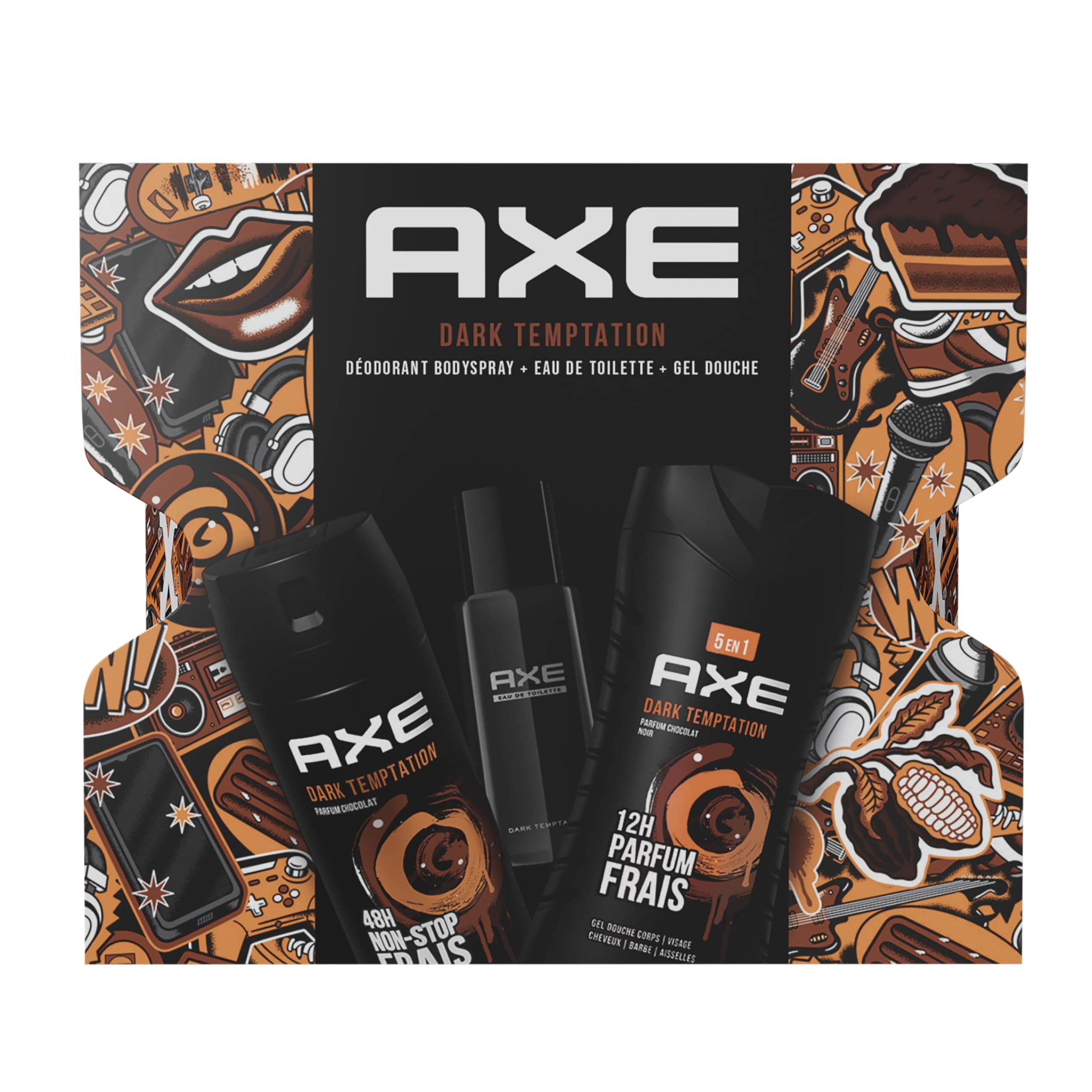 Axe Coffret Homme Dark Temptation Déodorant, Eau de Toilette Gel Douche x1